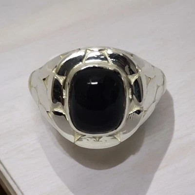 Piedras preciosas de alejandrita de corte cojín con anillo de plata de ley 925 para hombre #713 # Foto 1 de 4