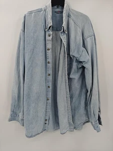 Camisa vaquera vintage East Island para hombre grande envejecida abotonada 8 oz azul índigo - Imagen 1 de 14