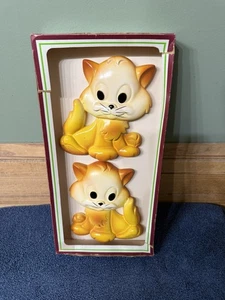 Vintage MCM Miller Studio Kreidegeschirr gelbe Katzen. NOCH IM KARTON - Bild 1 von 16