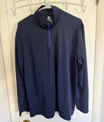 Pullover de manga larga azul marino con cremallera 1/4 Starter para hombre L  Foto 1 de 4