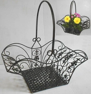 Cesto di Fiori Ferro Battuto Marrone Retrò con Patina Cestino Fioriera (Bg) - Foto 1 di 5