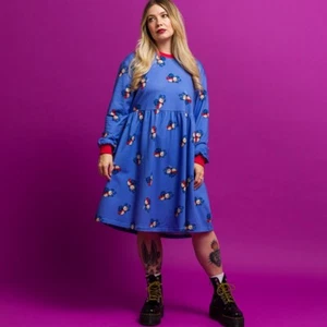 Official Labyrinth Worm All Over Print Blue Sweater Smock Dress - Picture 1 of 4