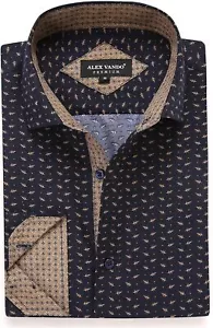Mens Printed Dress Shirts Long Sleeve Regular Fit Button Down Shirt - Picture 1 of 226