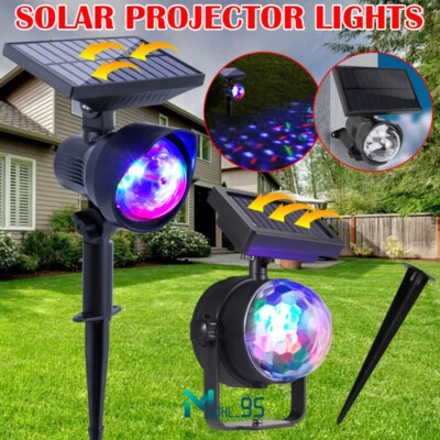 Solar Colorful Rotating LED Projector Lights Outdoor Garden Lawn Lamp Bulb Light - Image 1 of 4