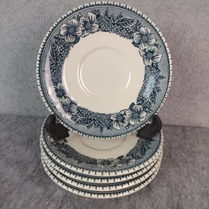 Royal USA Blue Saucer Floral Pattern 6 3/8" Lot of 5 - Picture 1 of 9