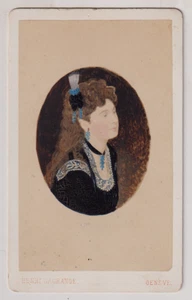 Suisse CDV Lagrange à Genève - Portrait de femme - Vintage - Colorisée - c.1872 - Imagen 1 de 2