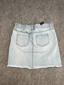 Cat & Jack Skirt Girls Size Large (10-12) Blue Denim Jean Cut Off Mini Zip Fly - Picture 1 of 12