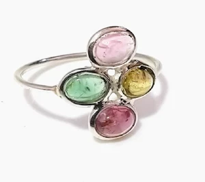 925 Sterling Silver Natural Tourmaline Gemstone Designer Ring Sz 7 Gift Jewelry - Picture 1 of 3