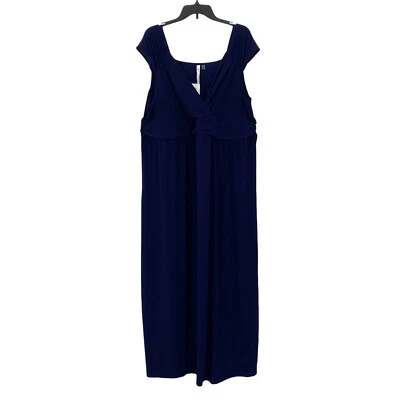 Maxi Vestido Imperio Azul Marino Colección NY Para Mujer Talla Grande 3X Acanalado Sin Mangas Foto 1 de 4