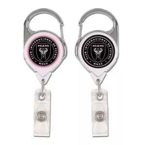 INTER MIAMI CF PREMIUM METAL RETRACTABLE ID BADGE HOLDER KEY CHAIN WINCRAFT - Picture 1 of 1