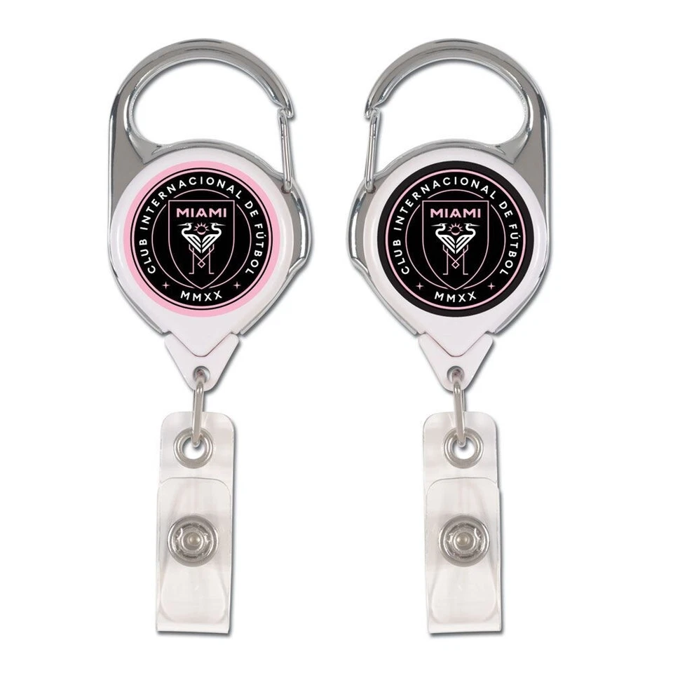 INTER MIAMI CF PREMIUM METAL RETRACTABLE ID BADGE HOLDER KEY CHAIN WINCRAFT - Image 1 of 1