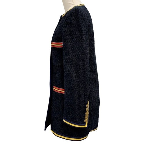GUCCI Nero Boucle Cappotto Giacca Blazer Oro Tigre Bottoni Tweed Nero