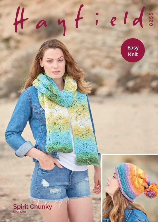 Sirdar Knitting Pattern - Hayfield Spirit Chunky, Hat and Scarf 8255 - Image 1 of 1