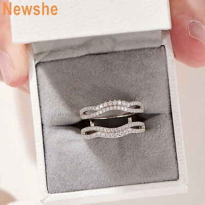 Newshe Ring Enhancers Wrap Guard Anniversary Wedding Bands 925 Sterling Silver - Image 1 of 4