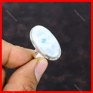 Oferta de San Valentín Larimar Piedras Preciosas Declaración Anillo Talla Todas las Tallas Plata de Ley - Imagen 1 de 6