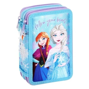 Frozen Federmäppchen Schreibwaren gefüllt 3 Etagen Reißverschluss Kinder Mädchen 45 Teile Anna Elsa - Bild 1 von 3