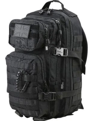 BRITISH ARMY STYLE MOLLE ASSAULT PACK / BACKPACK BAG in BLACK 28 LITRE