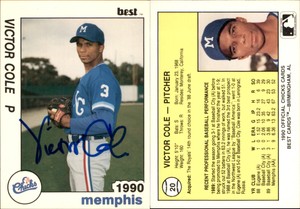 Victor Cole Signed 1990 Best Memphis Chicks #20 Card Auto AU