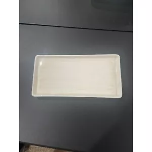 Boston Warehouse Ceramic Rectangular Serving Tray Cream w/tan streaking accent - Picture 1 of 4
