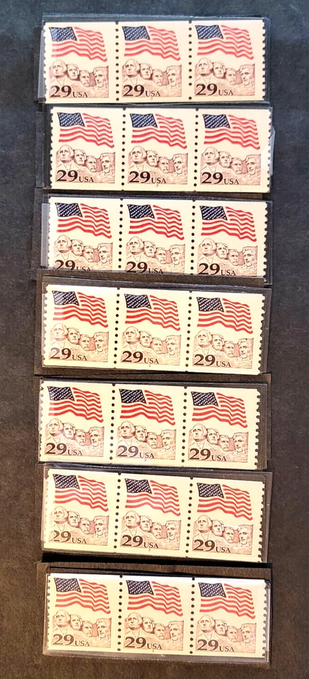 Scott #2523 Flag Mount Rushmore Plate # Coil (PNC3) of 3 Stamps - MNH - Image 1 of 1
