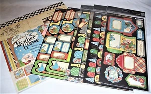 GRAPHIC 45 "MOTHER GOOSE" LOT 12X12 Paper, Stickers, Chip Board Set Pieces NEW - Picture 1 of 6