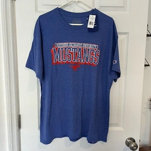 SMU Mustangs NCAA Champion XL Shirt Blue Red 60% Polyester Men’s Champion NEW - Picture 1 of 3