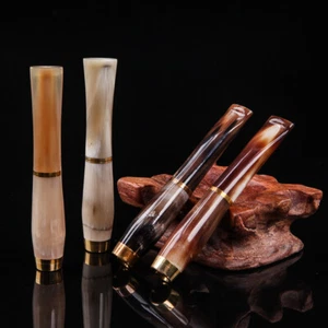 Moda Cuerno de Vaca Portacigarrillos Natural Yak Horno de Tabaco Filtro Portacigarrillos - Imagen 1 de 5