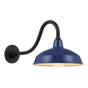 Hampton Bay Easton 1-Light Navy Blue Barn Outdoor Wall Lantern Sconce Aluminum - Picture 1 of 2