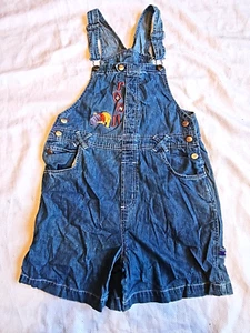 Disney Pooh Overalls Shorts Winnie The Pooh Denim Bibs Womens Vintage Medium - Picture 1 of 6