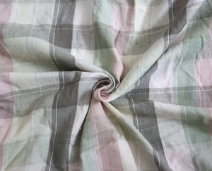 Vintage 2Yds Rose/Pink/Taupe/Sage Plaid Cotton Twill Shirting Fabric - Picture 1 of 4