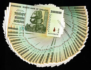 20 Milliarden Simbabwe Dollar x 50 Banknoten echt AA 2008 UNC Konvolut nicht Agro - Bild 1 von 3