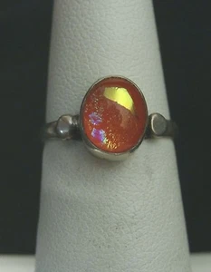 Trendy Vintage Dainty Sterling Silver Ring Plastic Inlay. Make Offer! #1441 - Picture 1 of 5