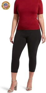 Women'S Blackout Cotton Capri Leggings Super Soft Stretch Pull on Pants, Availab - Picture 1 of 4