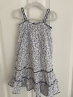 THE LITLE WHITE COMPANY BLUE & WHITE FLORAL DRESS SHIRRED BODICE, LINED AGE 4/5y