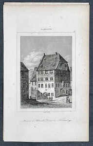 1838 A F Lemaitre antike Druckhaus des Künstlers Albrecht Dürer Nürnberg Germany - Bild 1 von 2