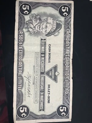 1985 Canadian Tire Money $0.5 Bill . Rare Only One Signature - Image 1 of 2