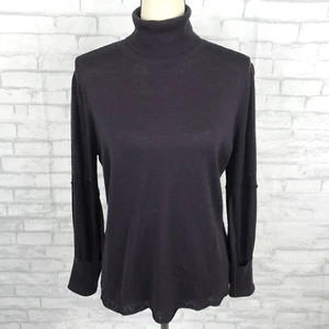 Elie Tahari Deep Purple Turtleneck Wool Sweater Size XL Lightweight Long Sleeve - Picture 1 of 9