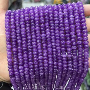 4x6mm High Quality Dyed Deep Purple Chalcedony Jade Rondelle Disc Spacer Beads - Picture 1 of 6