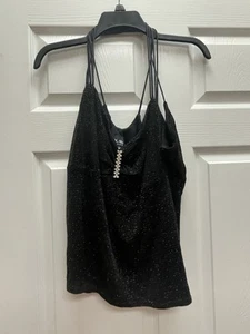 Canotta ONYX Nite By Wendye Chatin Sparkle con spalline nera made in USA taglia 2X - Foto 1 di 3