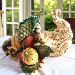Blue Sky Clayworks “Harvest Bountiful” Thanksgiving Cornucopia NWT Auth Retailer - Picture 1 of 5