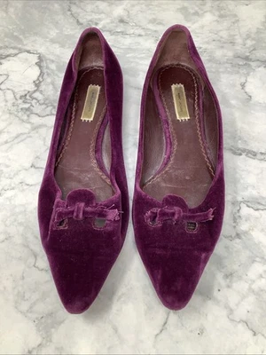 MARC JACOBS *DEFECTO* Lazo Ciruela y Terciopelo Recortado Pisos TALLA EU 38 Y3 Foto 1 de 4