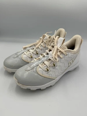 Under Armour Harper 9 TPU JR White Gold Boys Cleats-Plastic SZ 6Y - Image 1 of 4