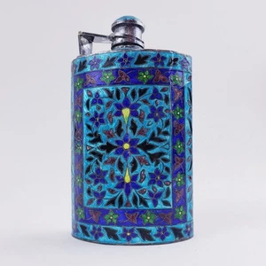 Vintage Cloisonné Emaille 925 Sterling Silber Flachmann - nummeriert Sammlerstück - Bild 1 von 14