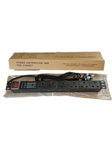Uk Mains Plug Power Distribution Unit 6 Way 19" Sockets Rack 1U PDU 13A - Picture 1 of 8