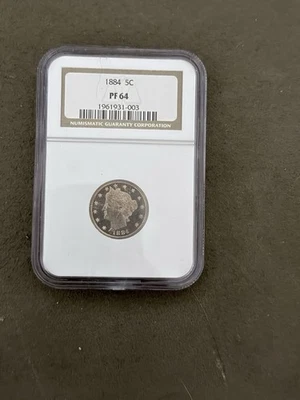 1884 PROOF LIBERTY V NICKEL ✪ NGC PF-64, Free Shipping - Image 1 of 2