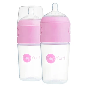 9 Unzen Rosa Anti-Kolik Babyflaschen, 2er-Pack mit #2 Medium Flow Brustwarzen BPA-frei - Bild 1 von 12