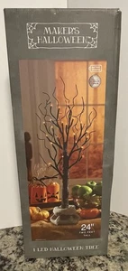 Maker's Halloween 24" schwarzer Baum mit LED orange Lichter 4 Stunden Timer Dekoration - Bild 1 von 6