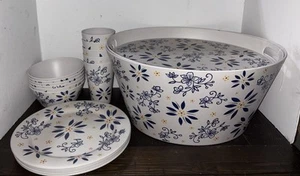 Temptations By Tara Old World Melamine Entertaining Full Set Retired Blue - Picture 1 of 6