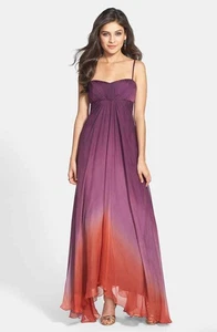 JS Collections Ombré Chiffon Gown Sz 8 Purple Orange - Picture 1 of 2