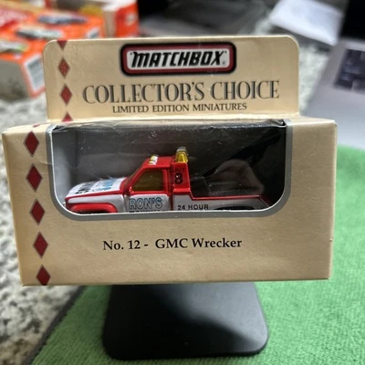 Grúa GMC Matchbox 1995 #12 elección de coleccionistas roja y blanca Foto 1 de 2